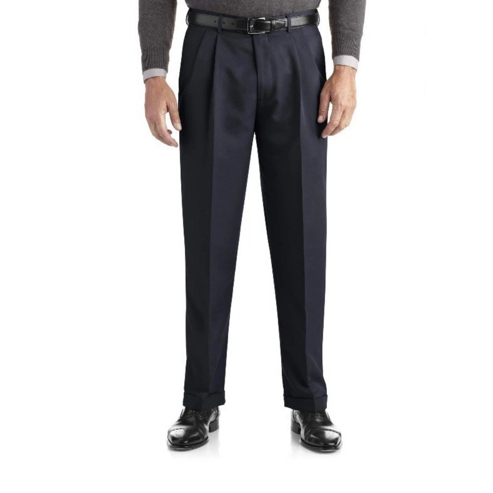 GEORGE MEN CLASSIC FIT EXPANDABLE WAIST- Size 34X32 PLEATED PANT Dark Gray NWT